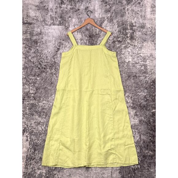 Eileen Fisher Dress Large Womens Pastel Green Organic Linen Midi - Picture 3 of 8